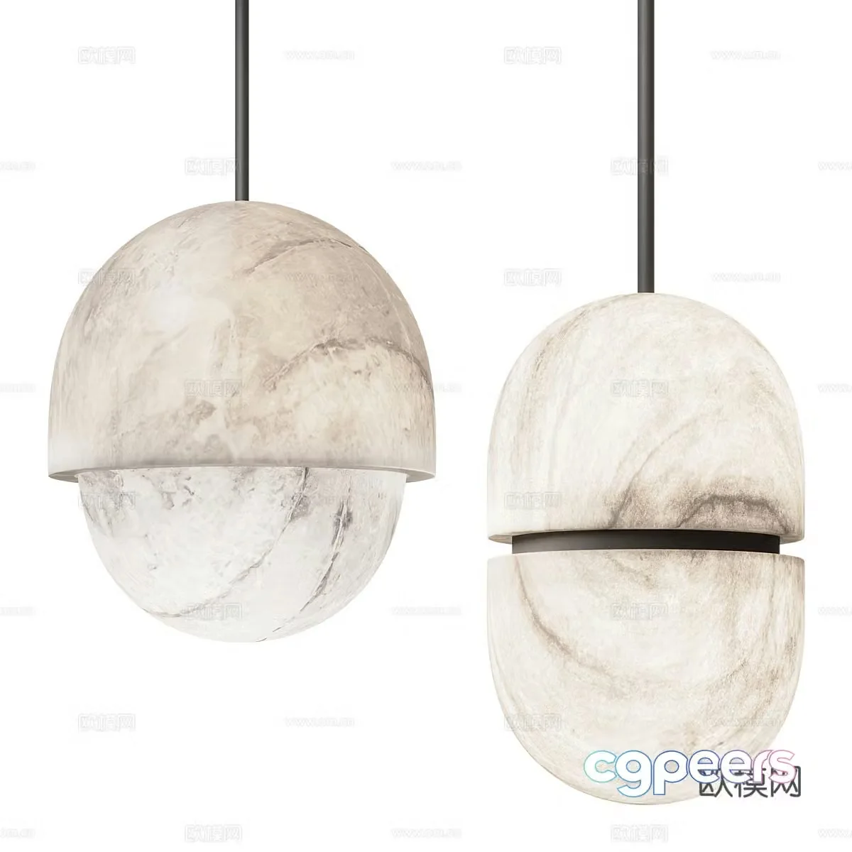 New Chinese style stone decorative chandelier 3D model