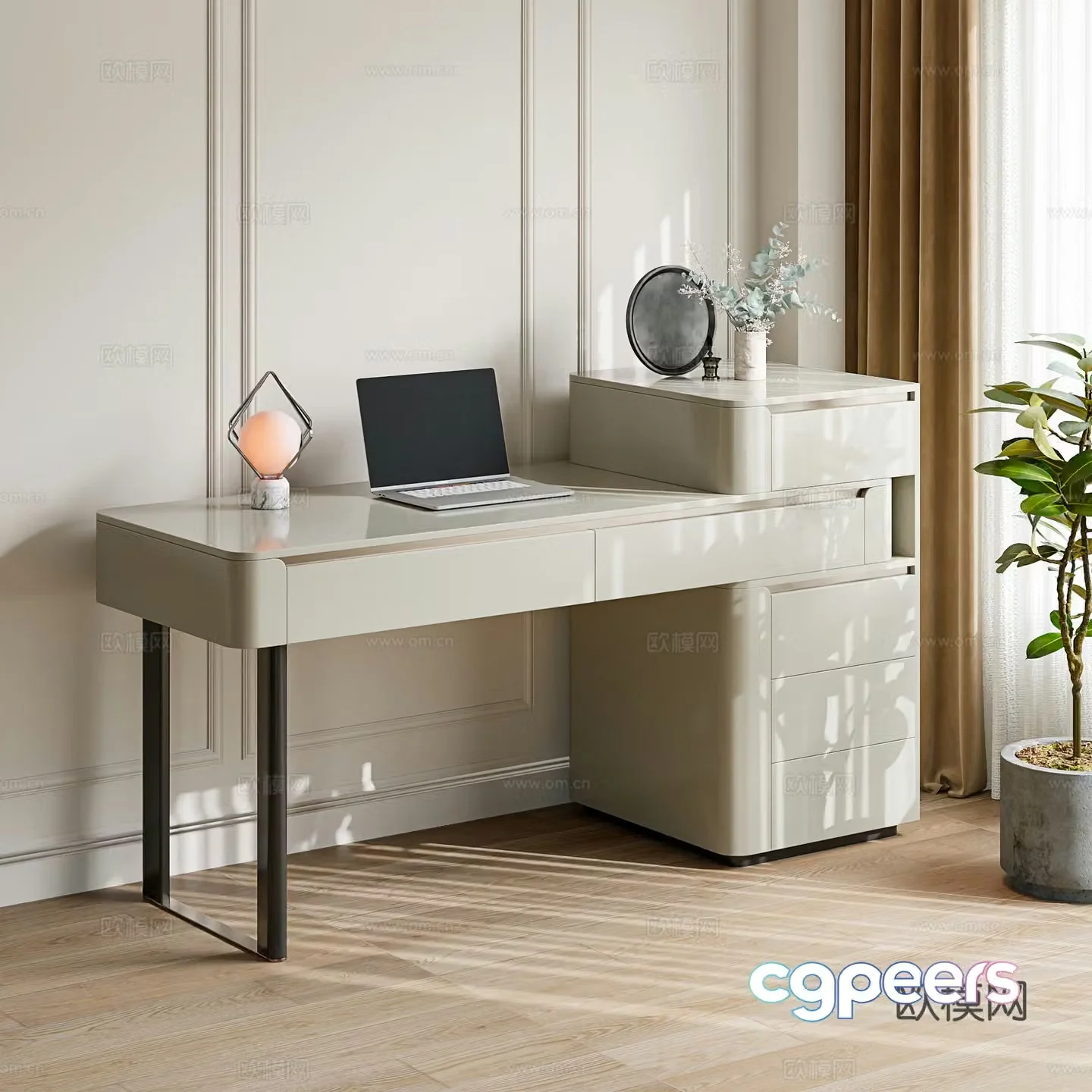 modern desk writing desk 3d model