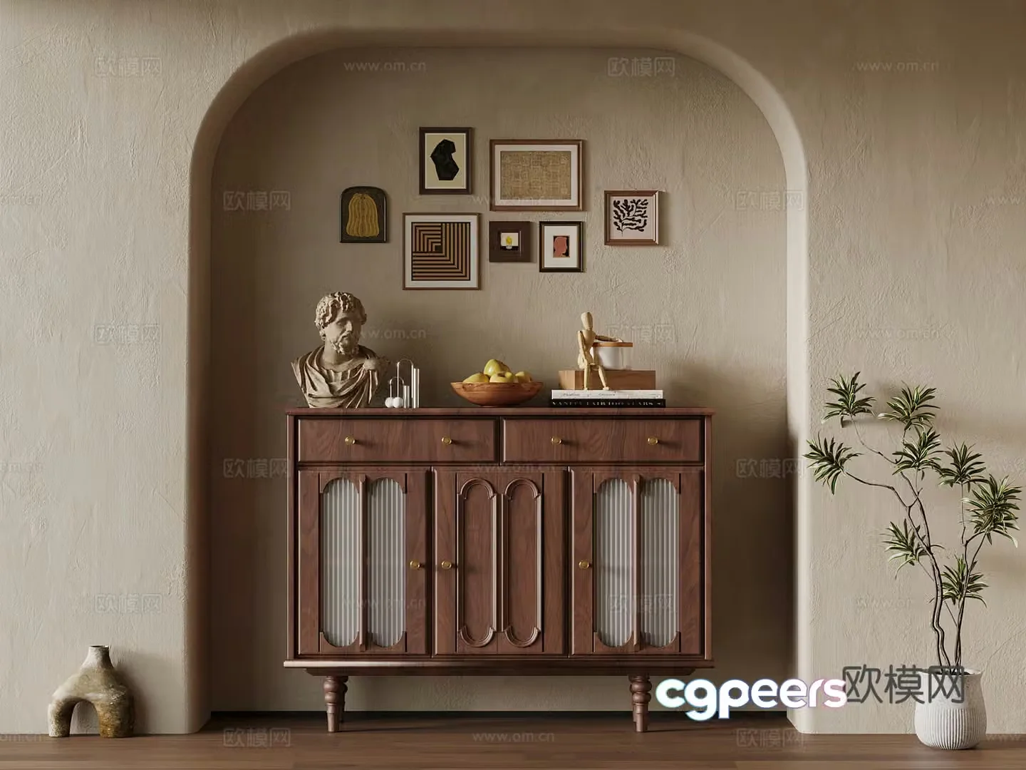 Entrance Cabinet French medieval entrance cabinet 3D model