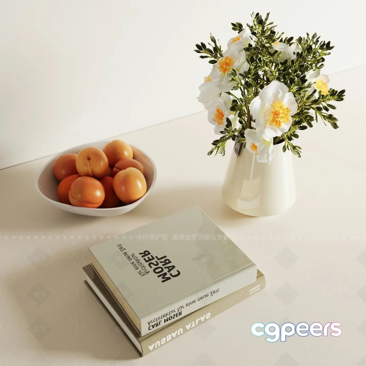 Modern White Table 3D Model – 2974 – VRAY Render