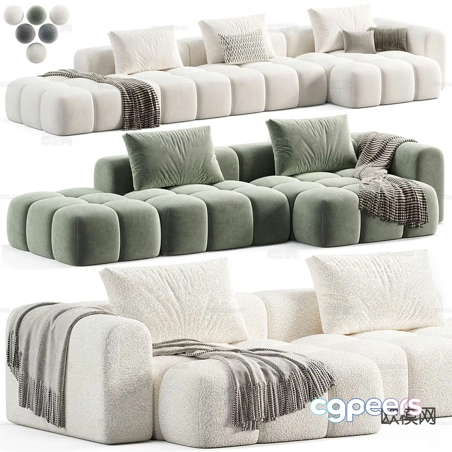 Shamara multi-person sofa 3d model