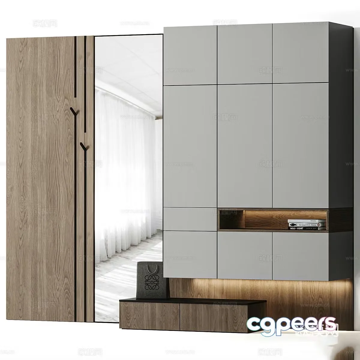 Modern finished shoe cabinet 3d model