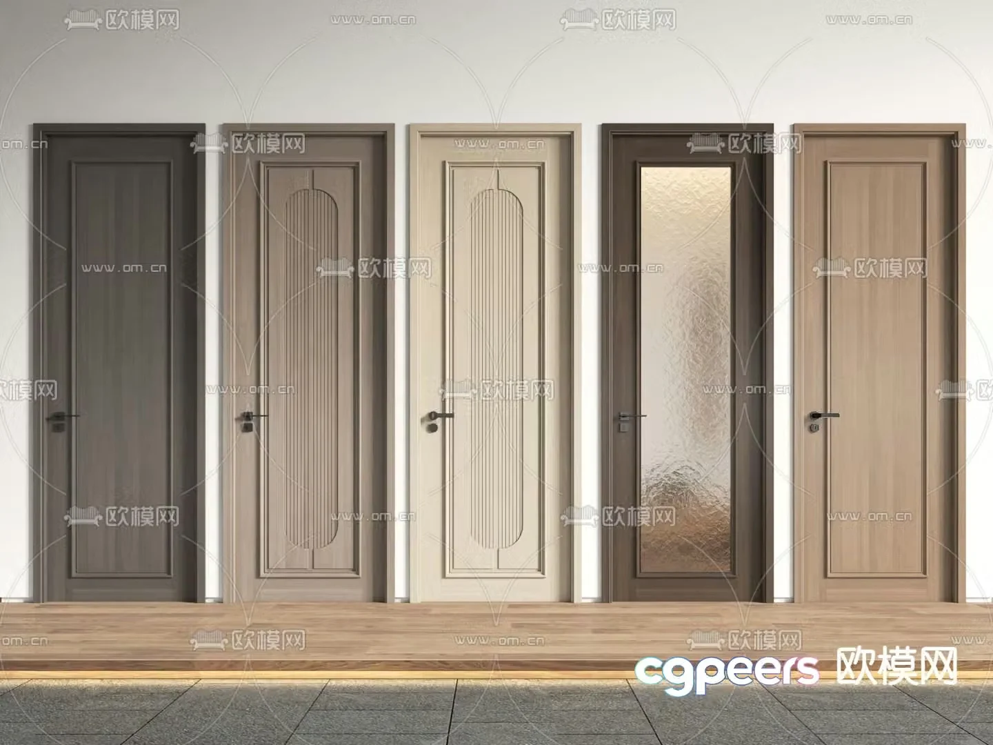 New Chinese style door bedroom door swing door 3d model