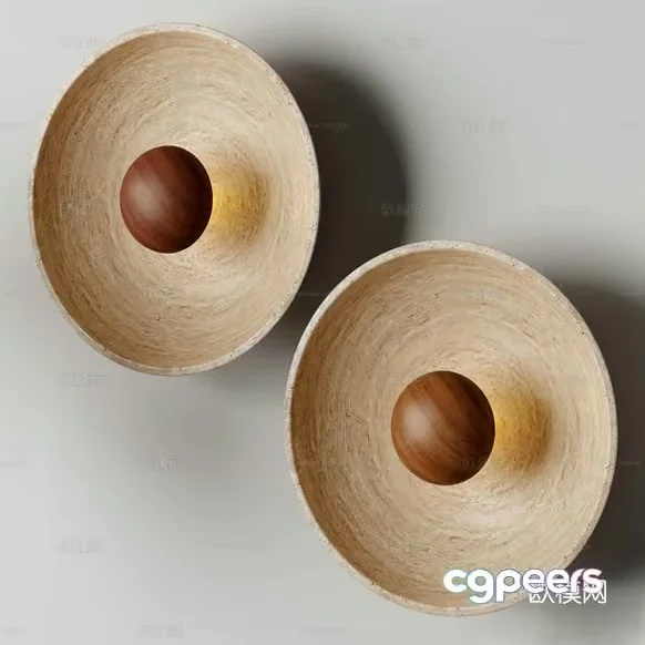 Wooden Bowls With A Brown Ball In The Center 3D Model – 22310 – CORONA Render