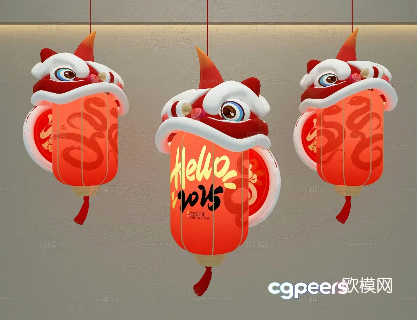Lion dance lantern 3d model