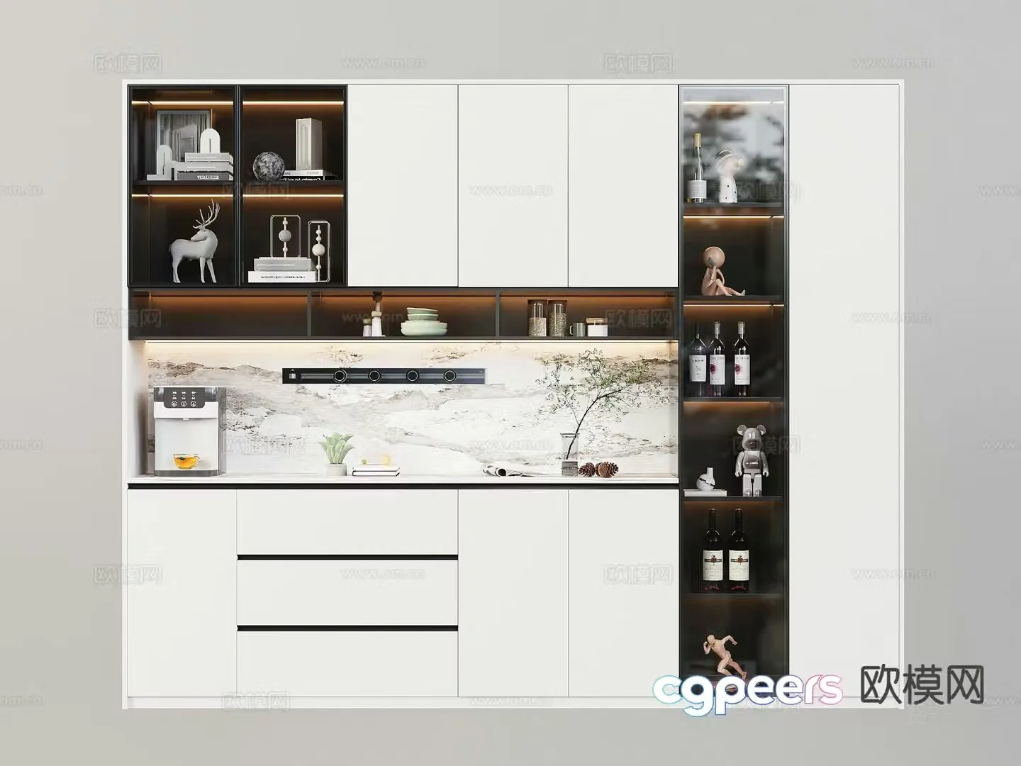 Modern wine cabinet sideboard 3d model
