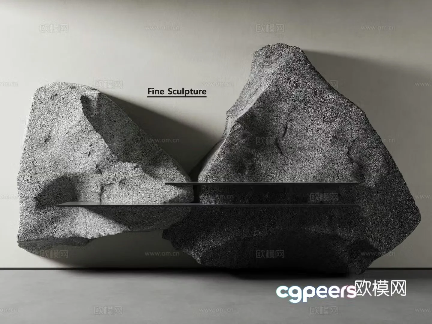 Modern stone sculpture art installation 3d model