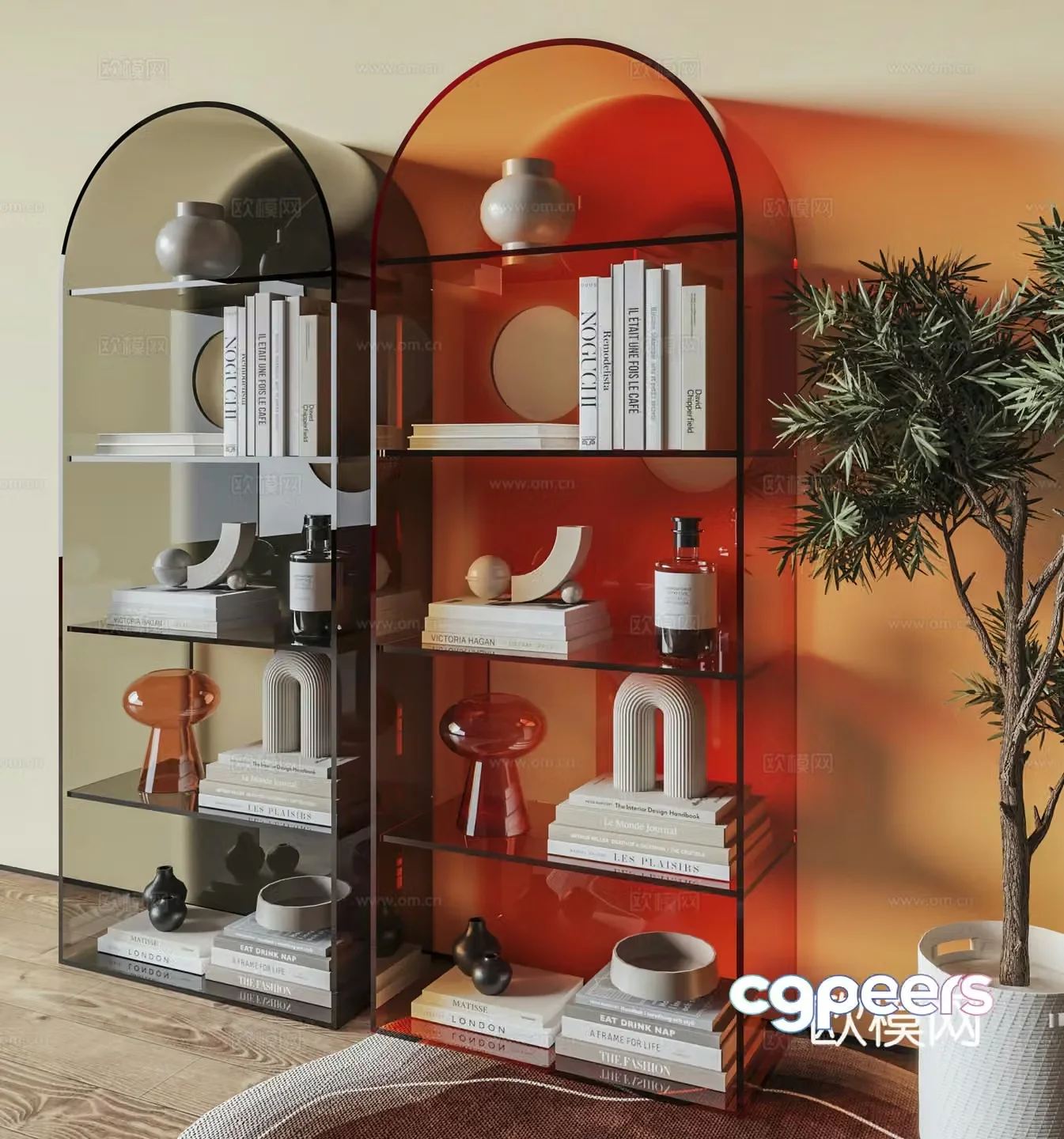 Acrylic bookcase bookshelf 3d model