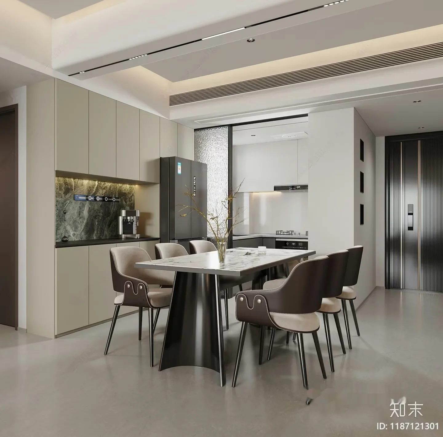 Modern Kitchen Area 3D Model – 22064 – CORONA Render