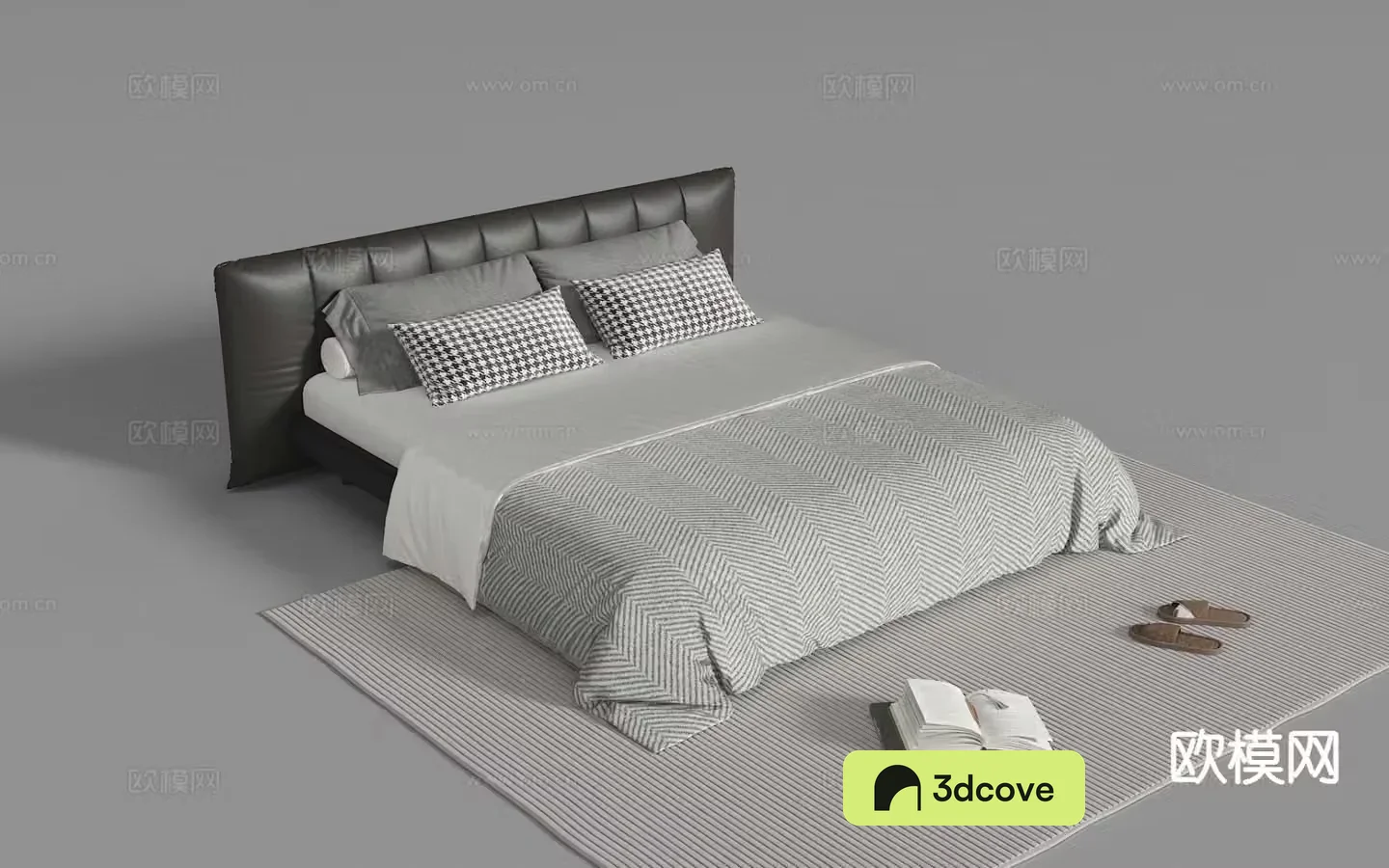 Modern double bed leather art bed
