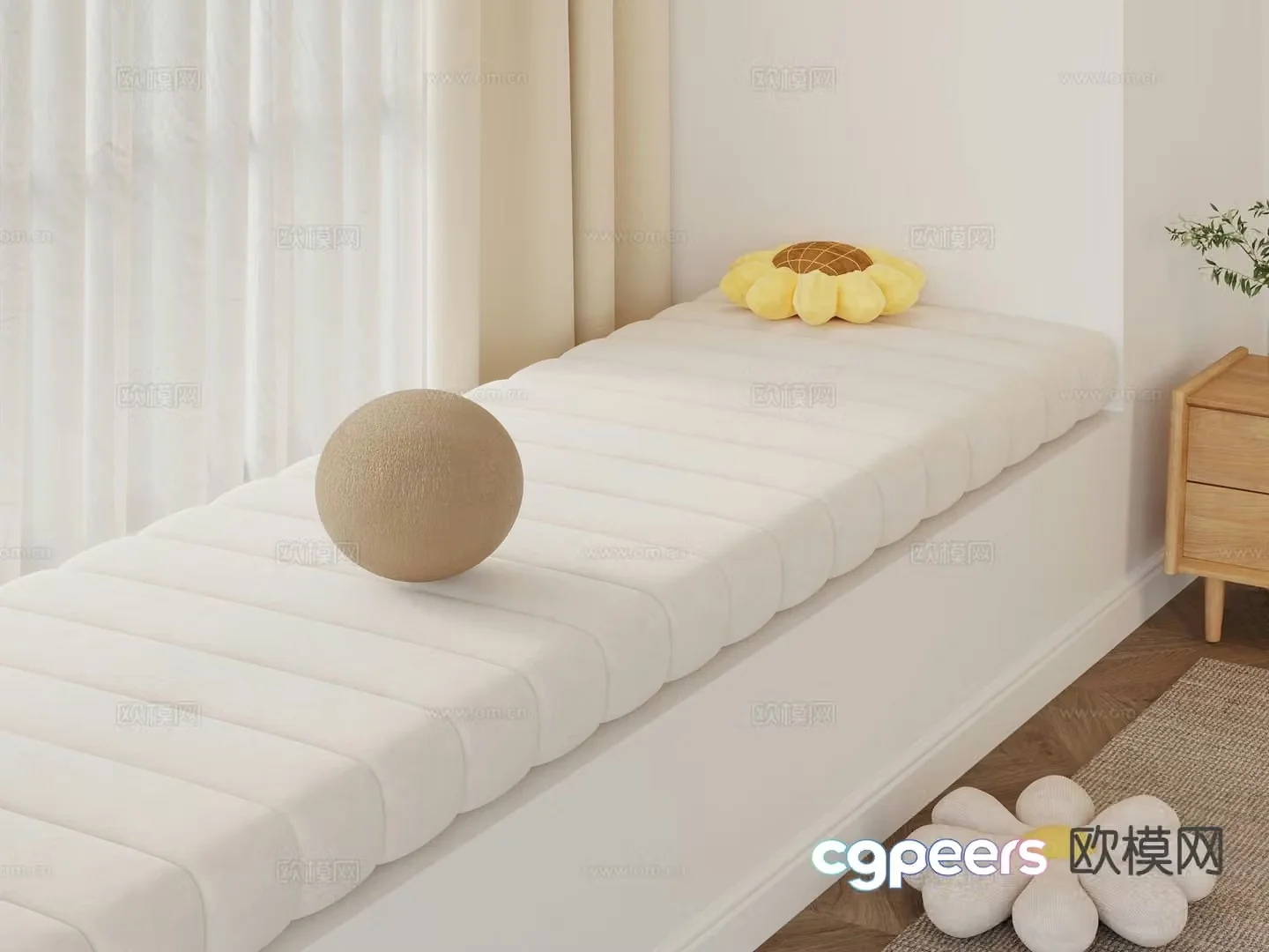 Modern bay window pad 3d model