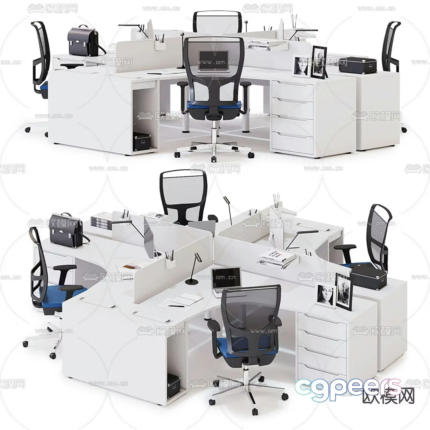 Card space desk work station post 3d model