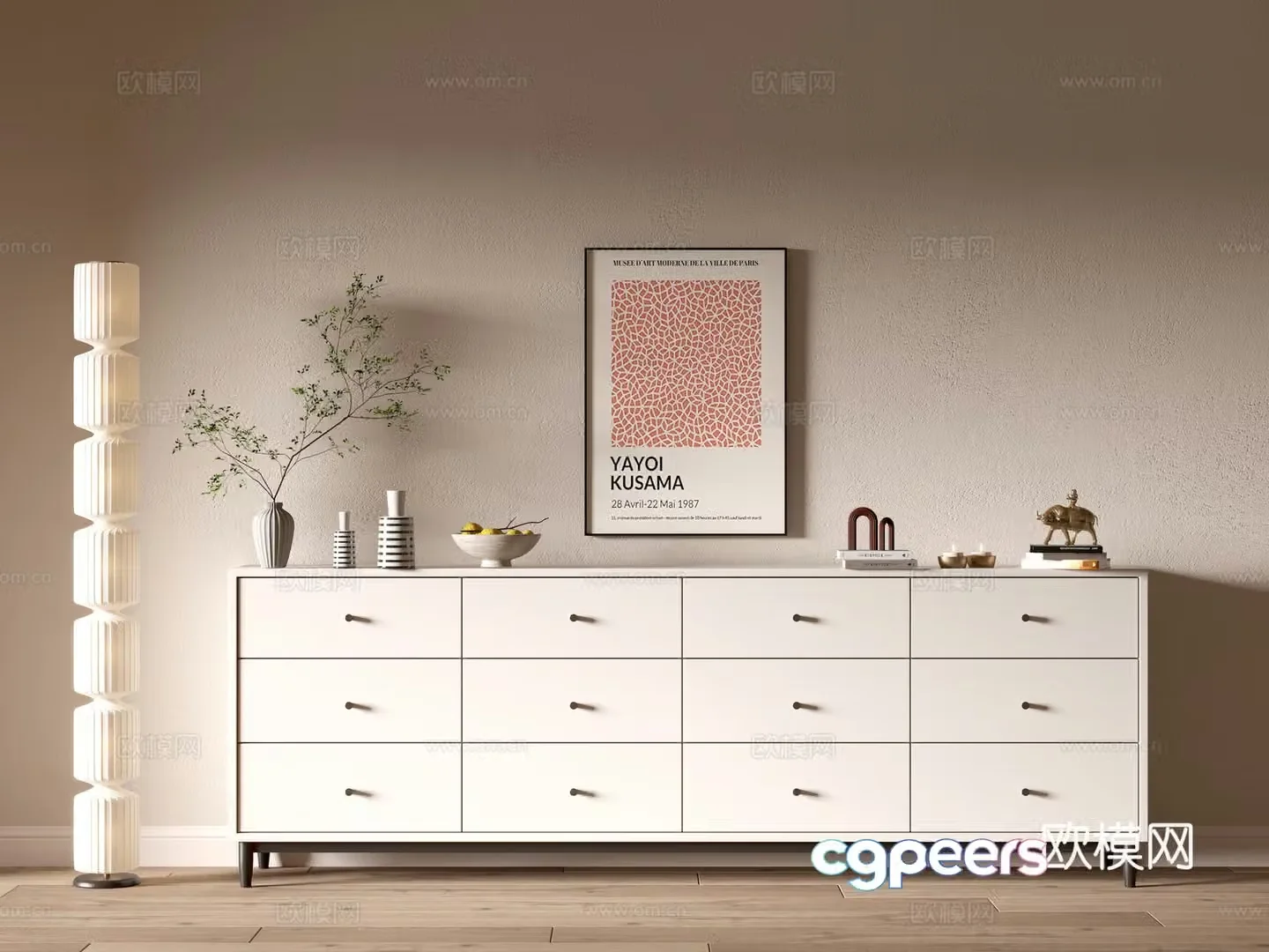 Modern cream wind cabinet whole cabinet sideboard balcony cabinet storage cabinet entrance entrance cabinet 3D model
