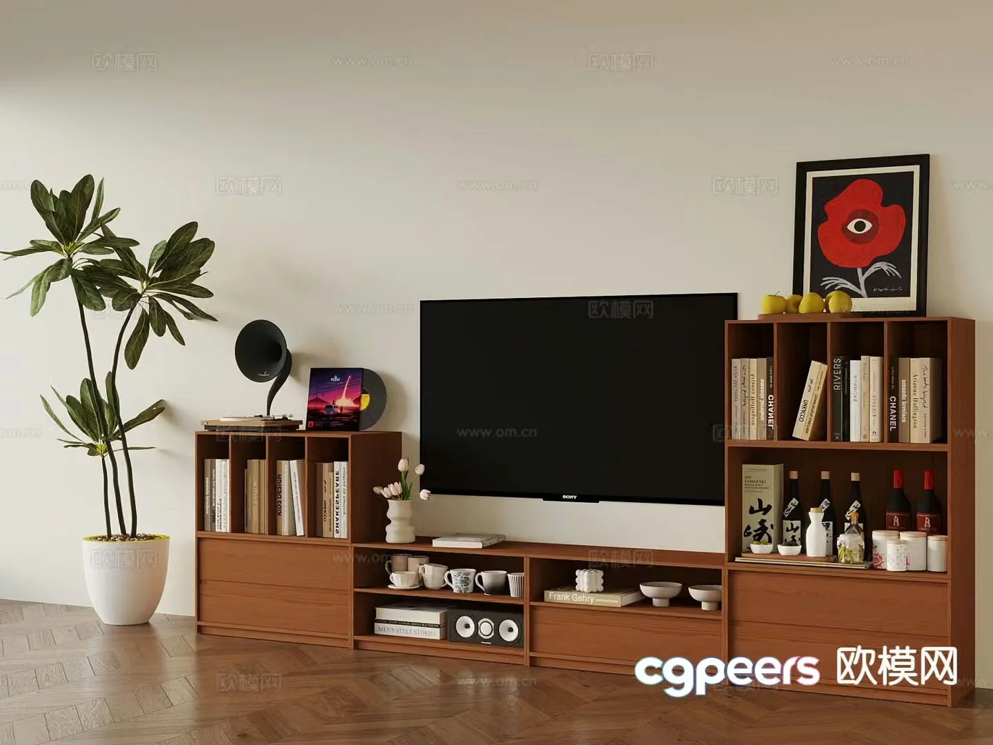 Medieval style TV cabinet 3D model