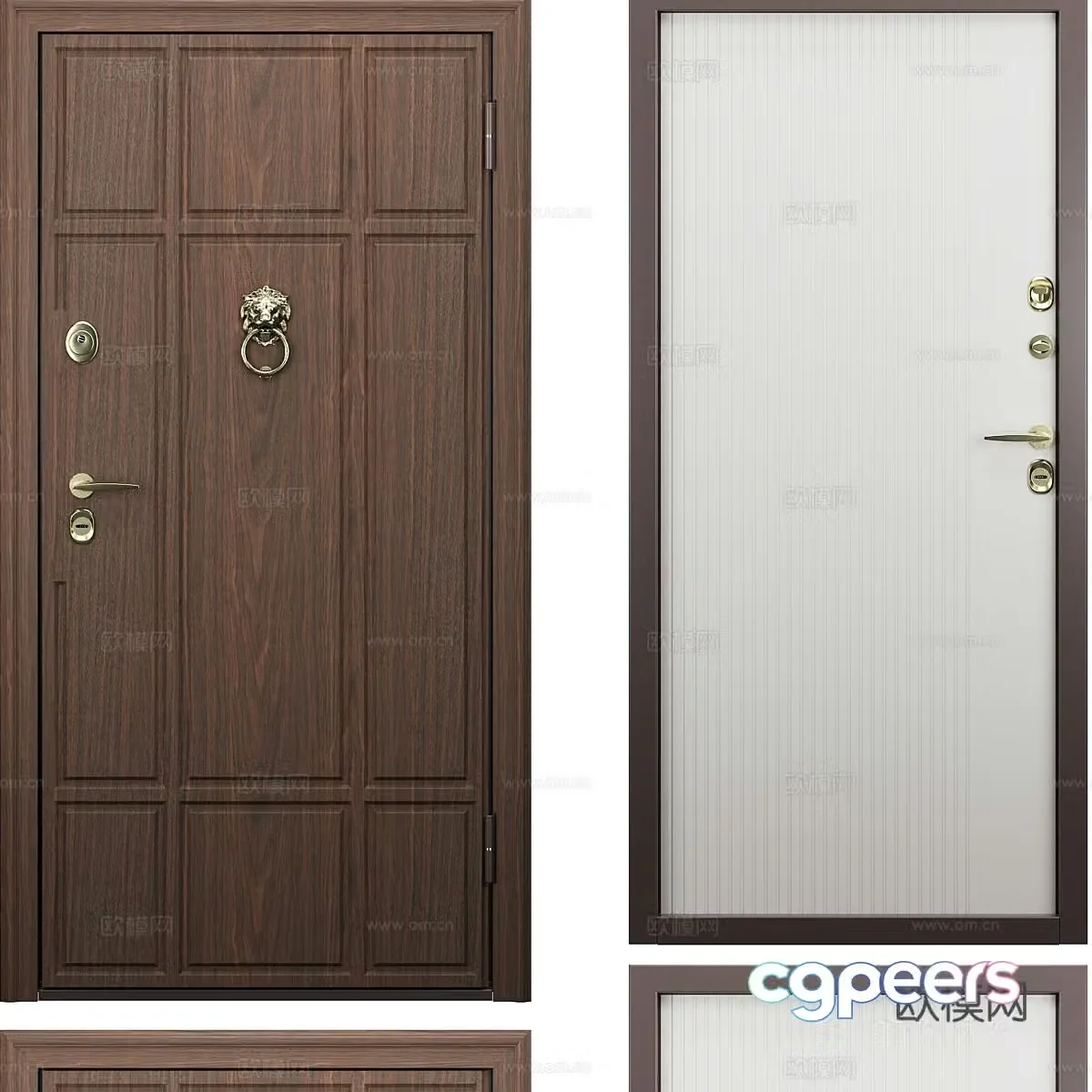 Nordic simple room door door bedroom door simple door wooden door 3d model