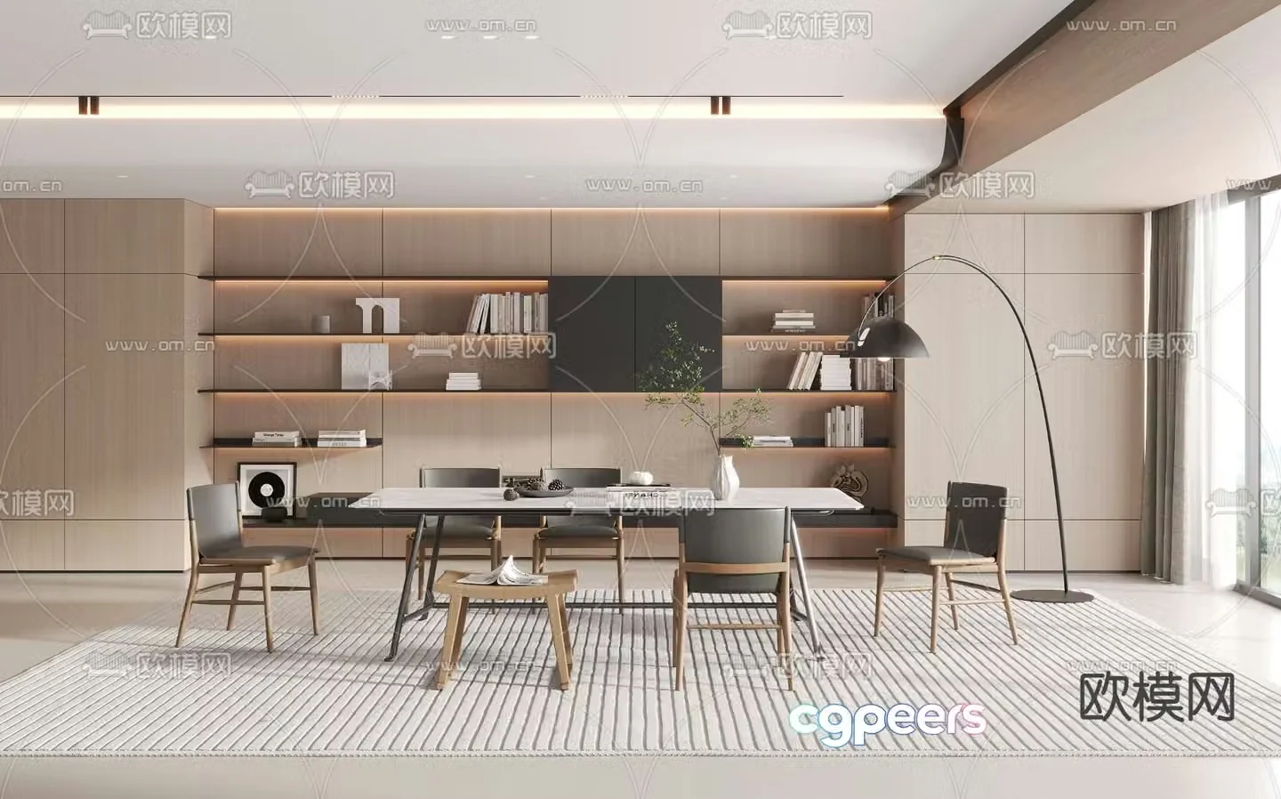 B&B Italia cream style restaurant 3d model