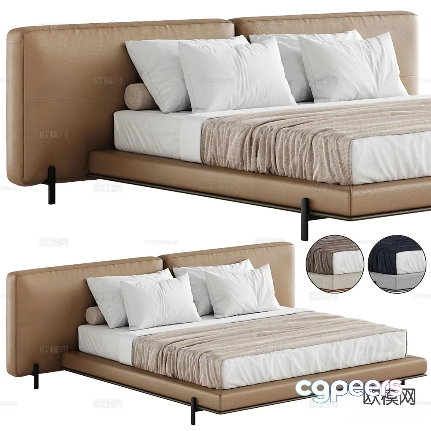 Italian double bed 3d model