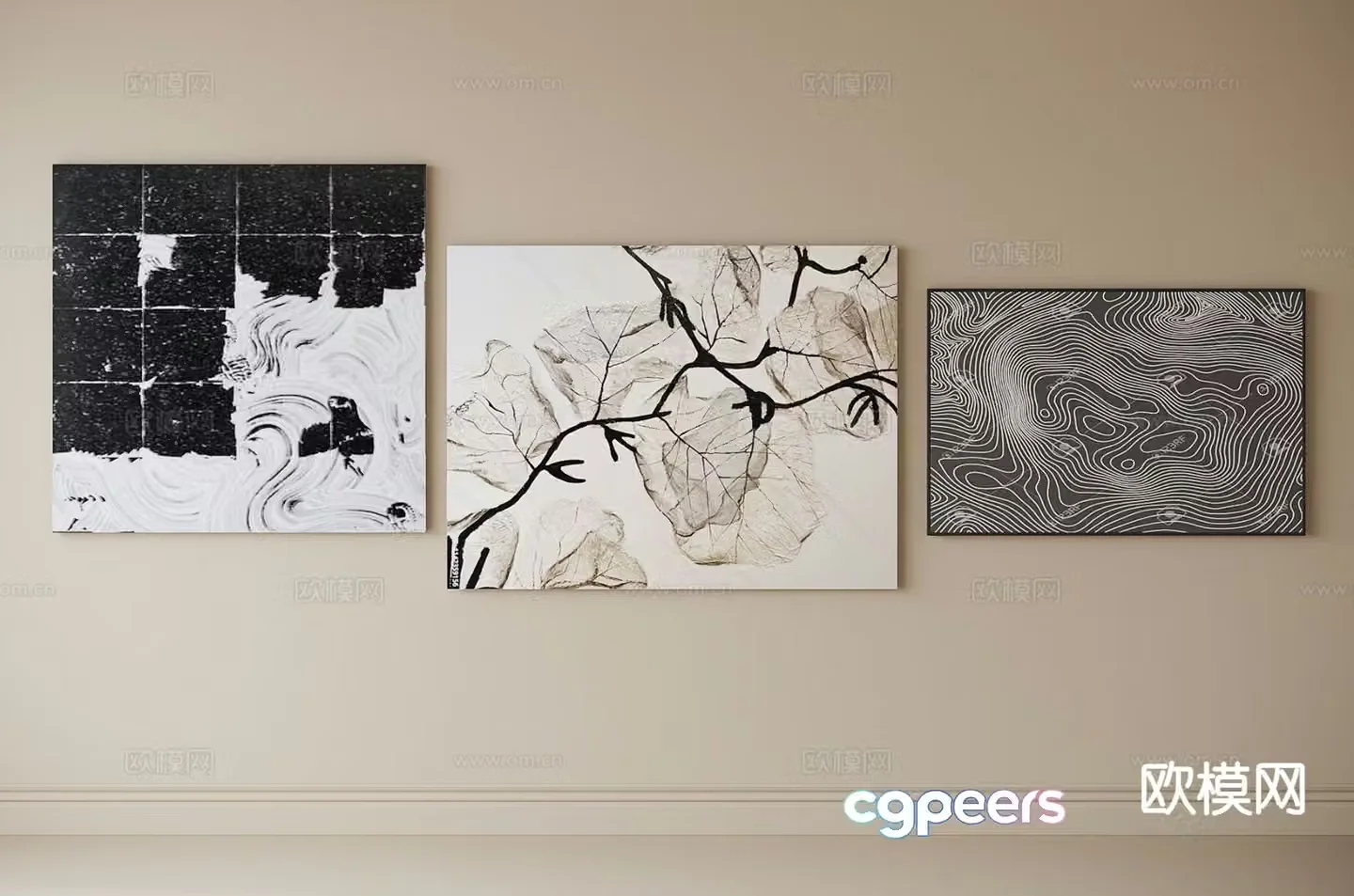 Wabi-sabi art painting texture painting decorative painting 3d model