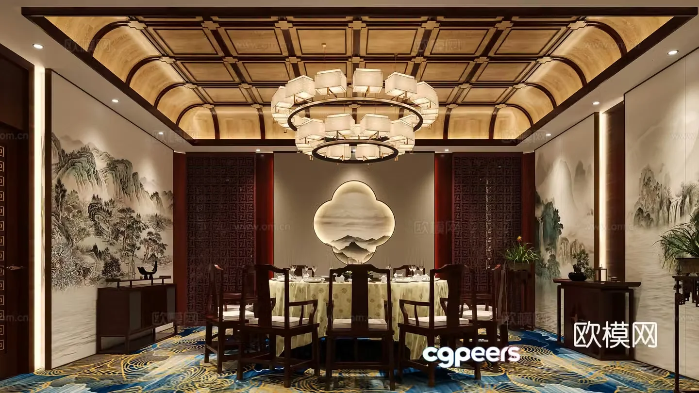 New Chinese style restaurant private room 3D model