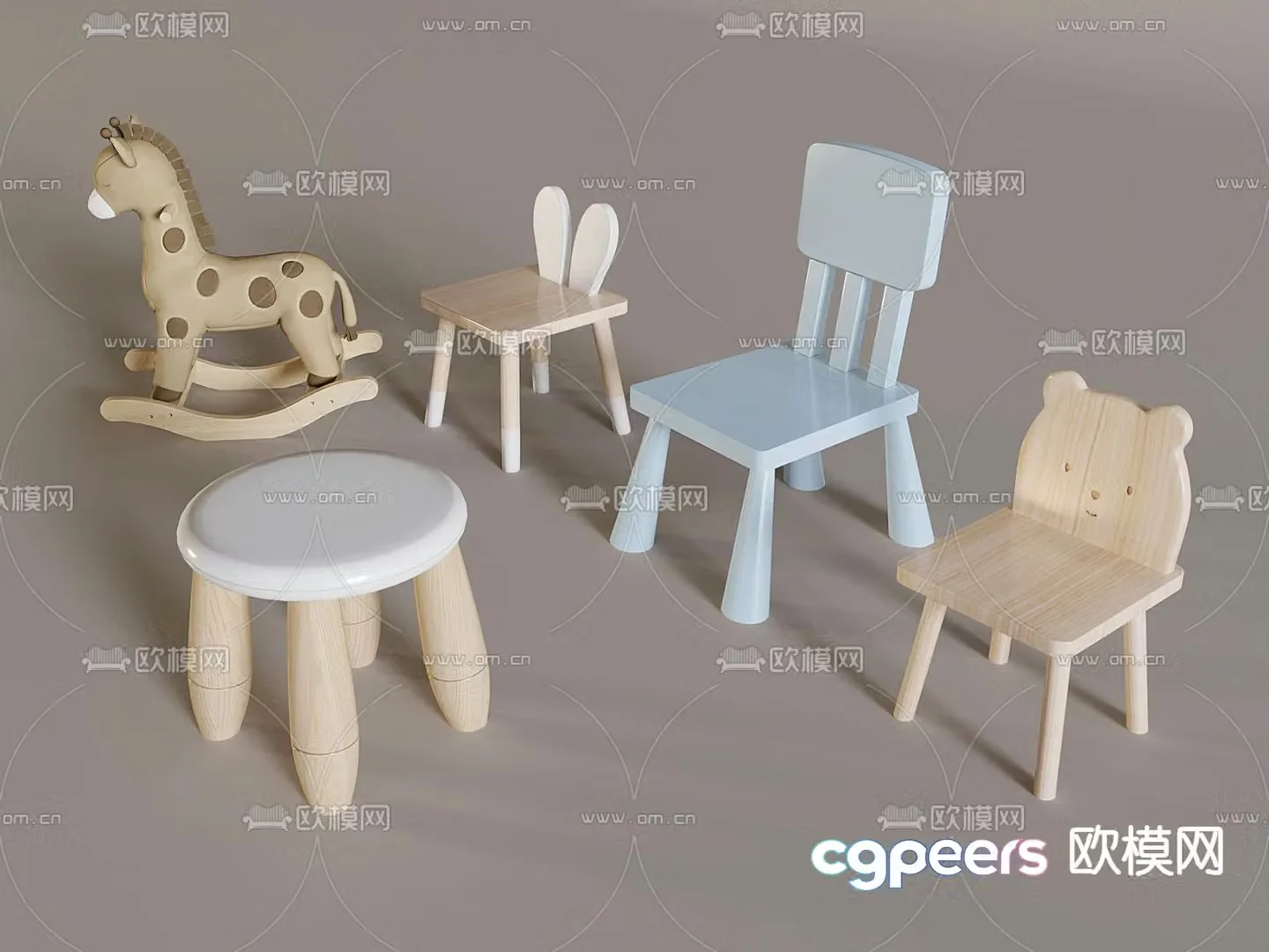 Children’s chair cartoon chair animal chair 3d model