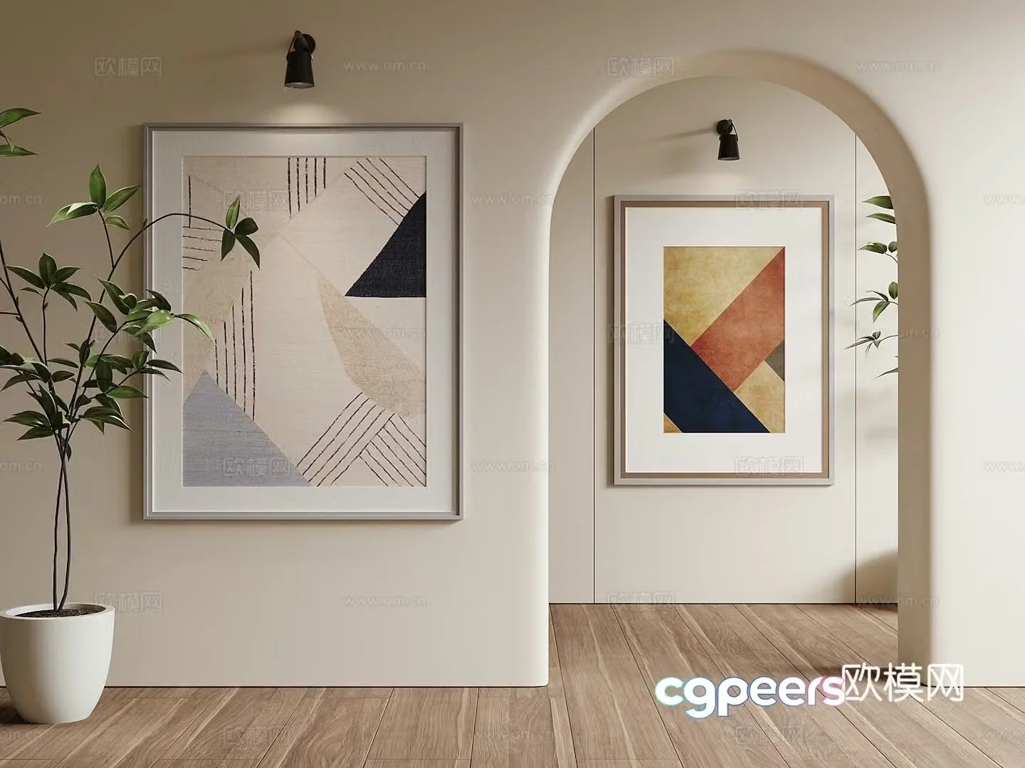 Modern decorative painting abstract painting hanging painting 3d model