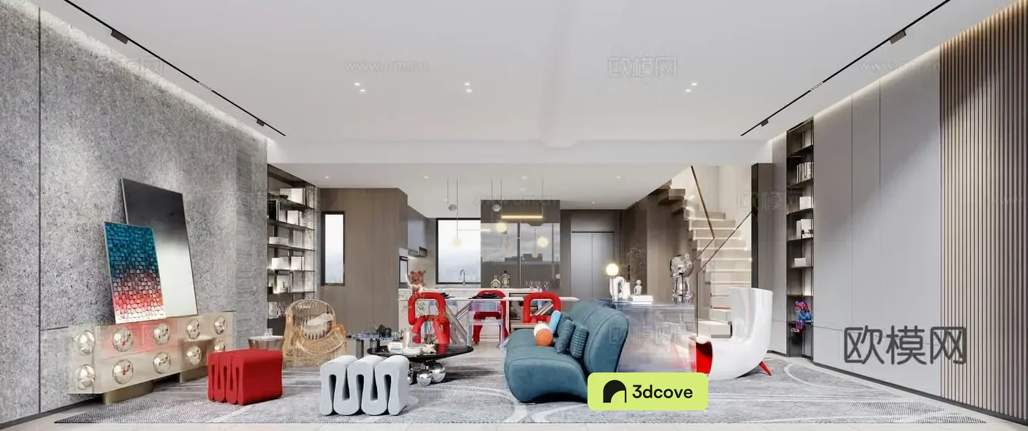 Villa living and dining room