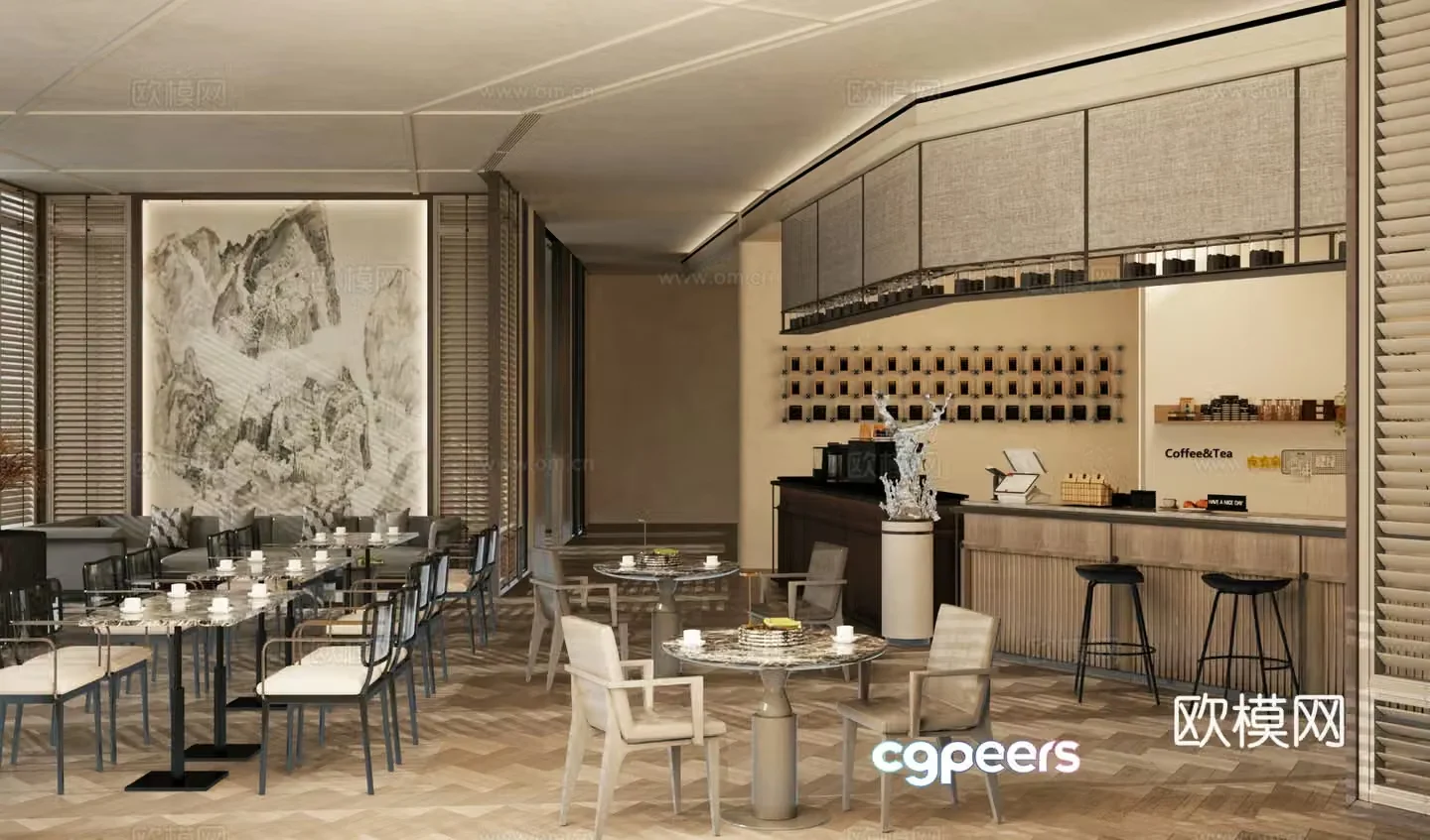 Modern cafe 3d model
