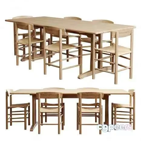 Wooden Dining Table 3D Model – 7206 – CORONA Render