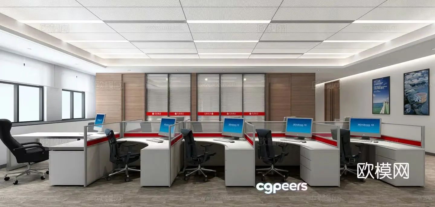 Public office area office 3d model