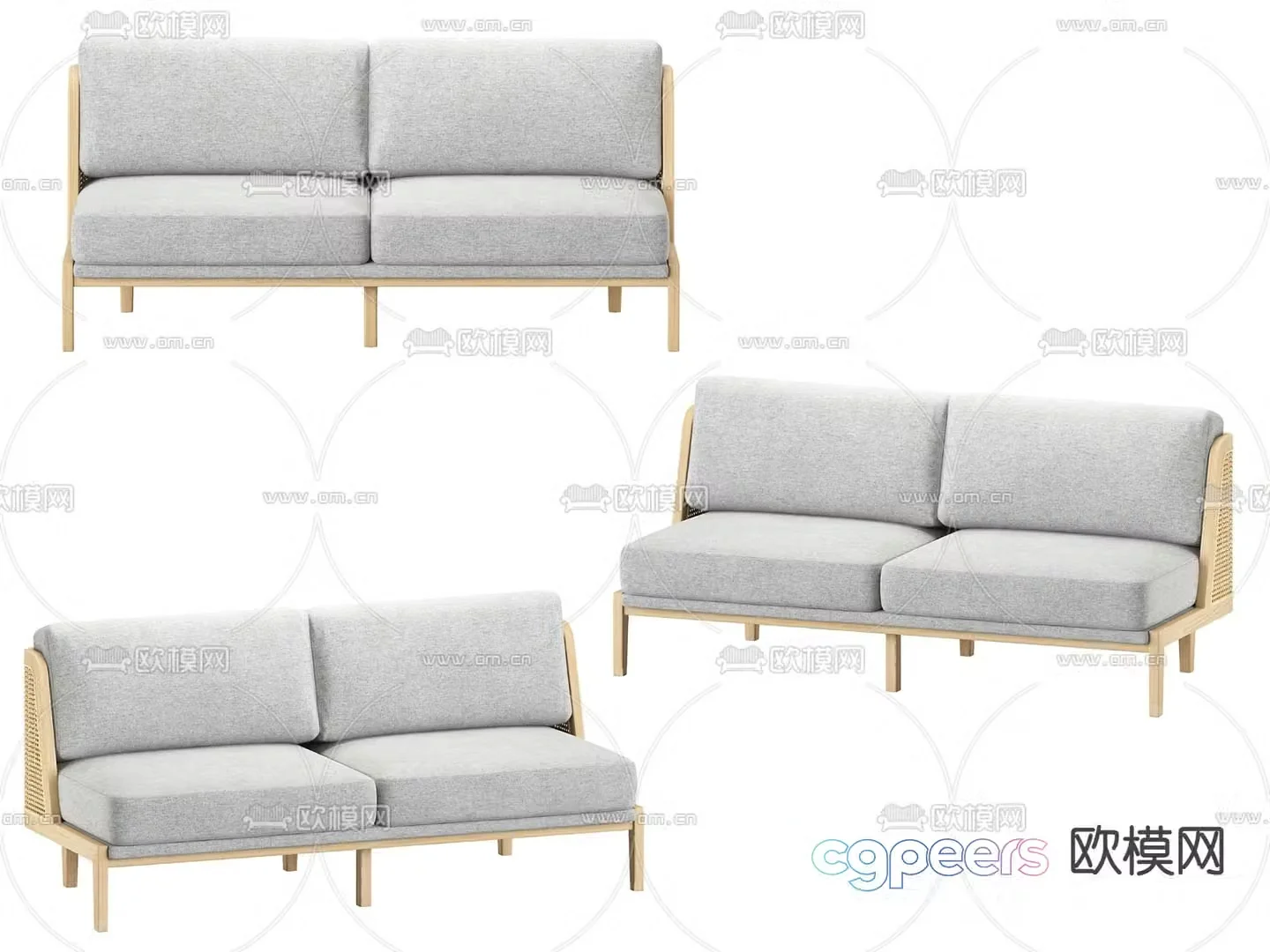 Double sofa upholstered sofa 3d model