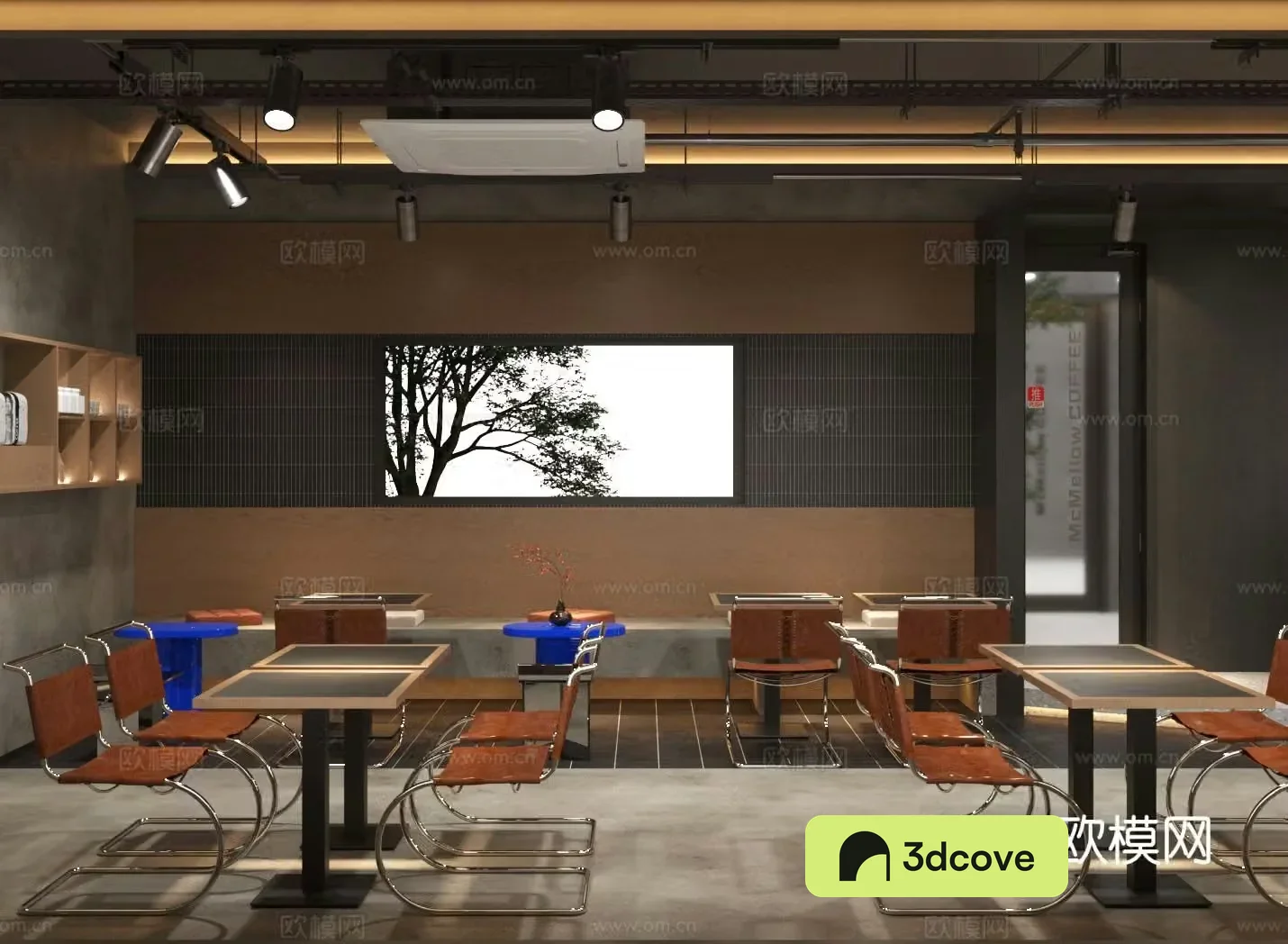 Modern milk tea shop 3D model of card holder area