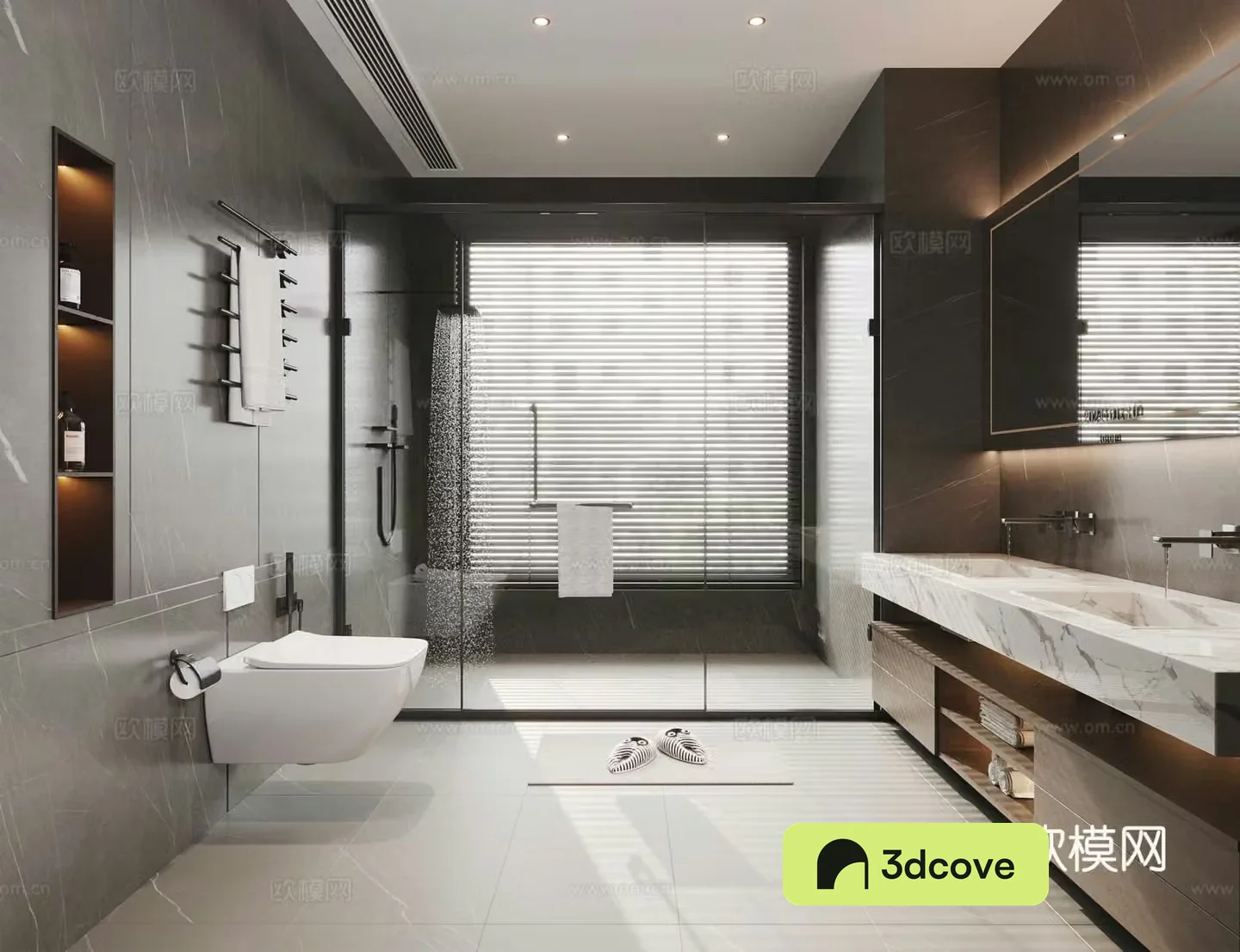 Modern bathroom wet and dry bathroom hand table smart toilet smart mirror glass