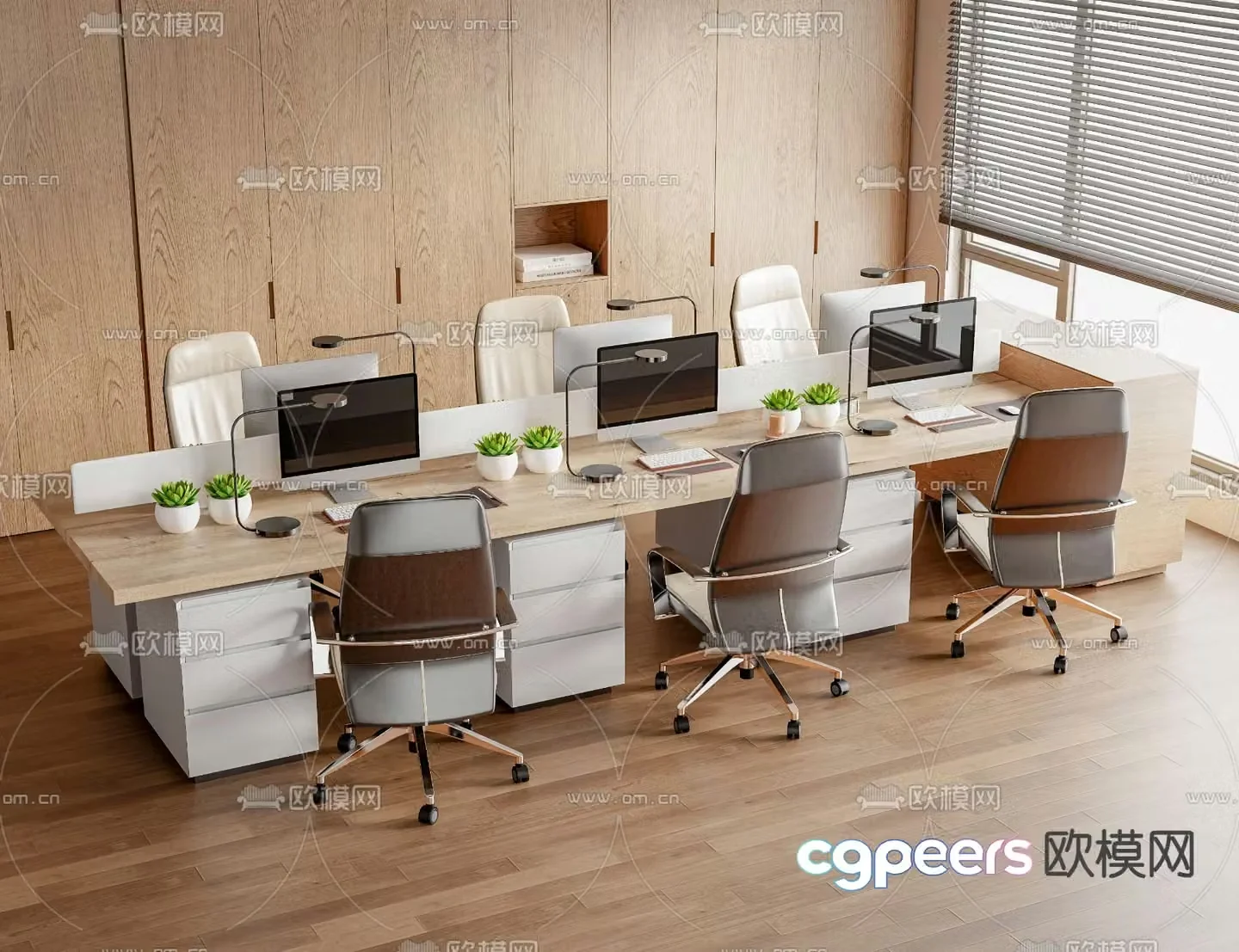Office desk and chair position work station card position 3d model