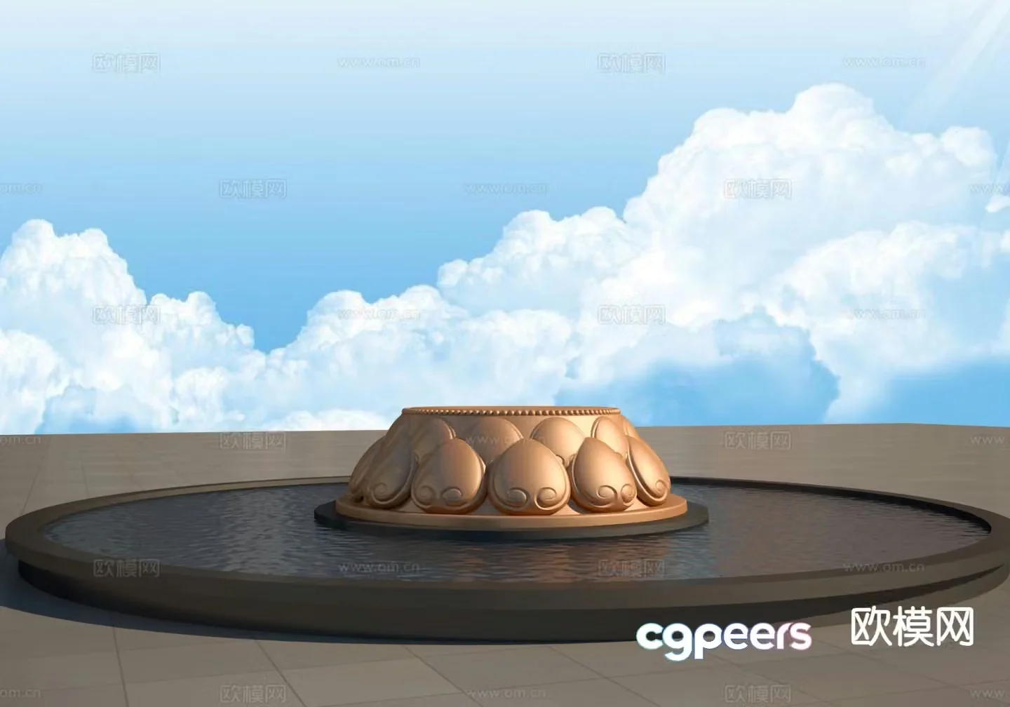 Chinese Buddha Statue Base Lotus Terrace Sculpture 3D Model