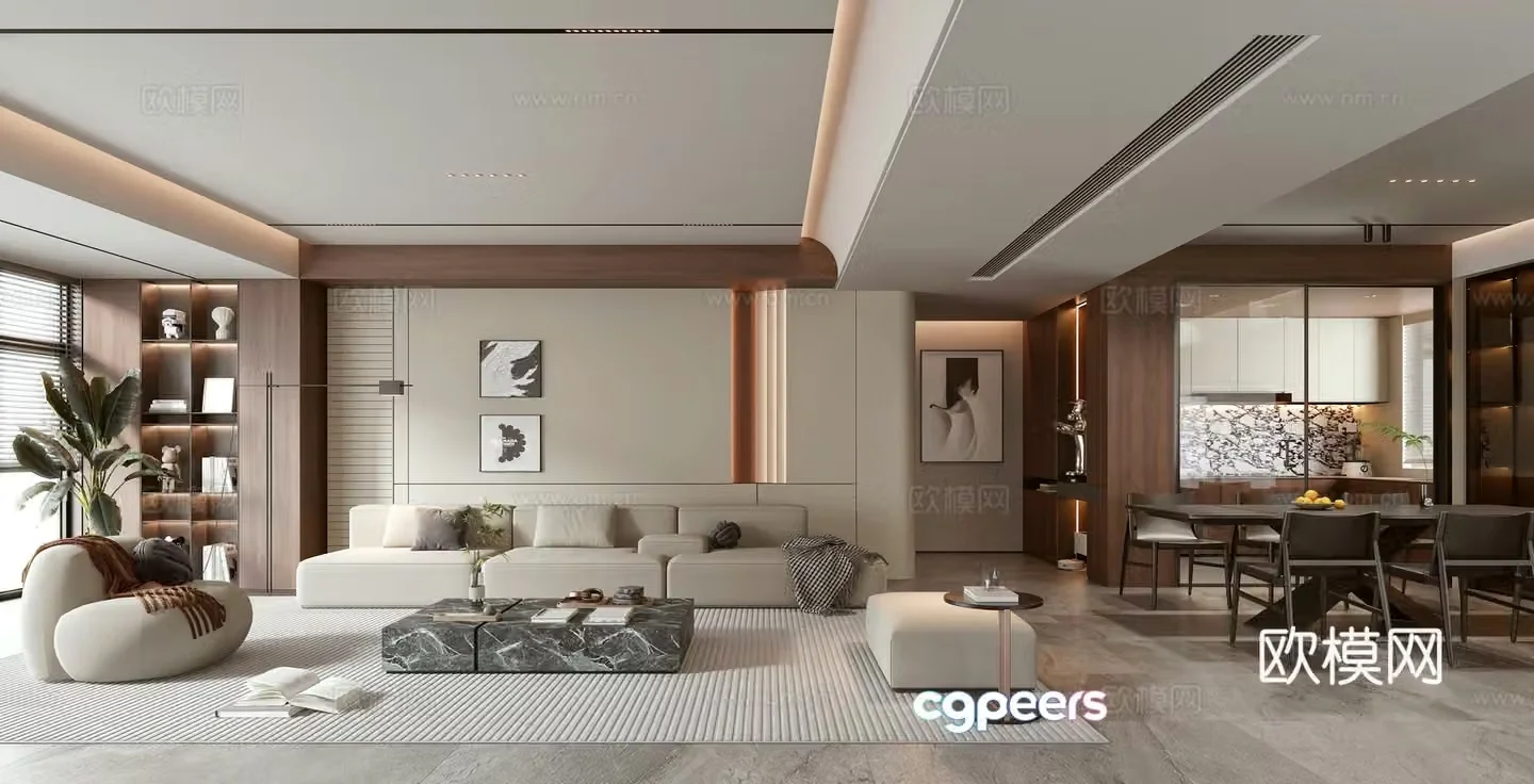 Middle-aged living room 3d model
