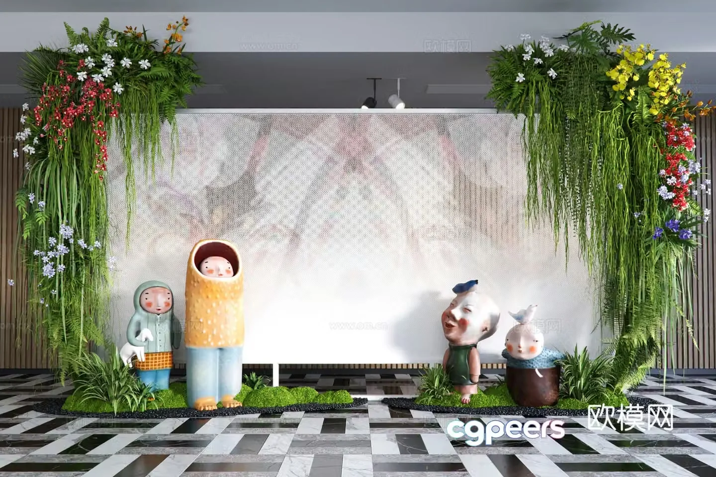 Modern interior wall landscaping 3D model