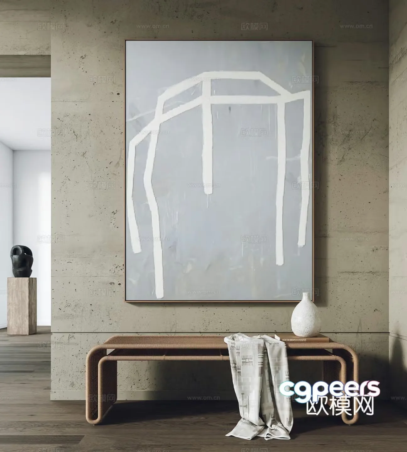 Modern hanging paintings decorative paintings stools 3D model
