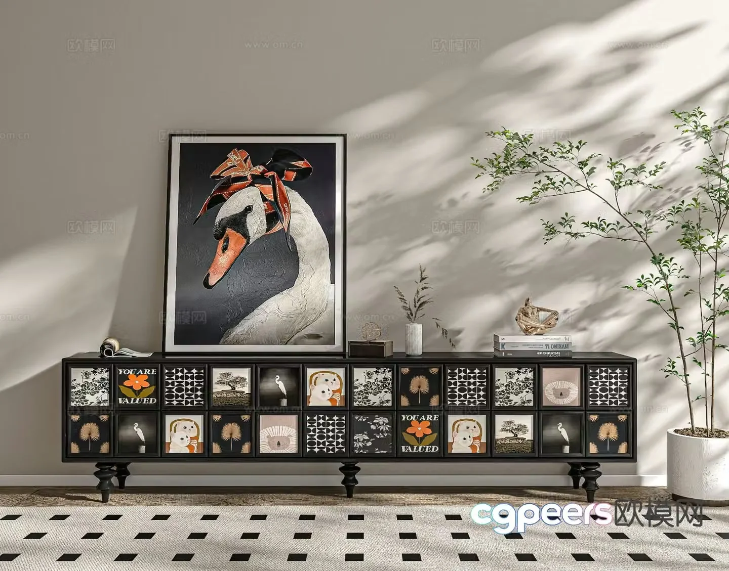 Medieval style TV cabinet 3D model