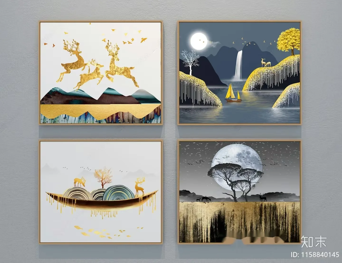 Four Framed Paintings Of Nature Scenes 3D Model – 14655 – VRAY Render