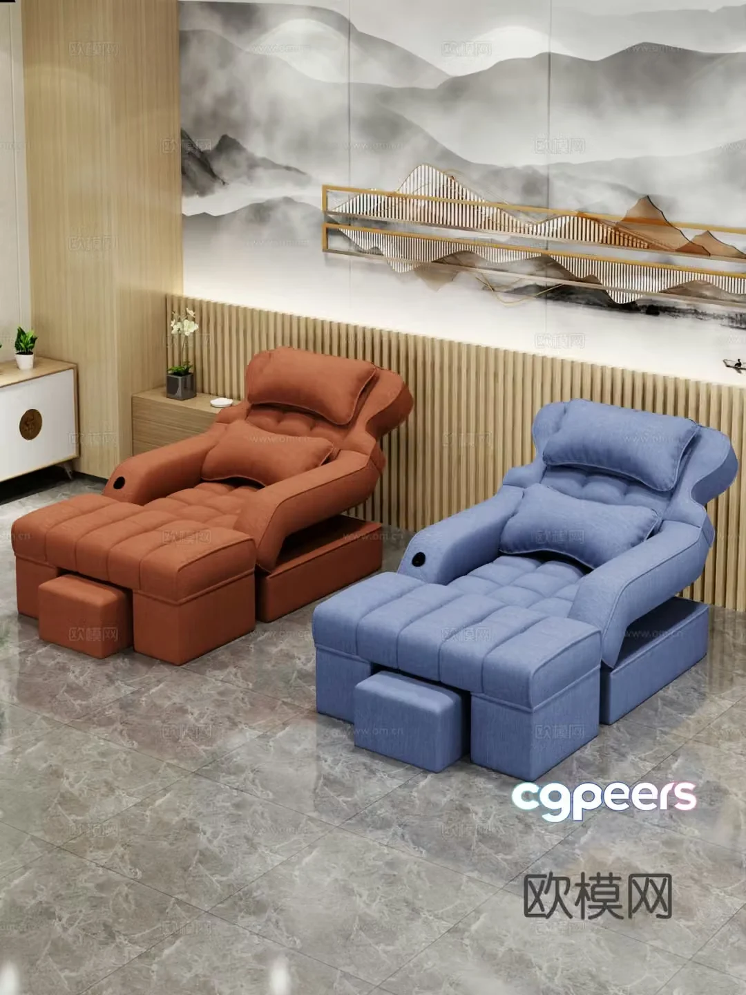 Foot washing leisure chair Physical therapy bed 3d model