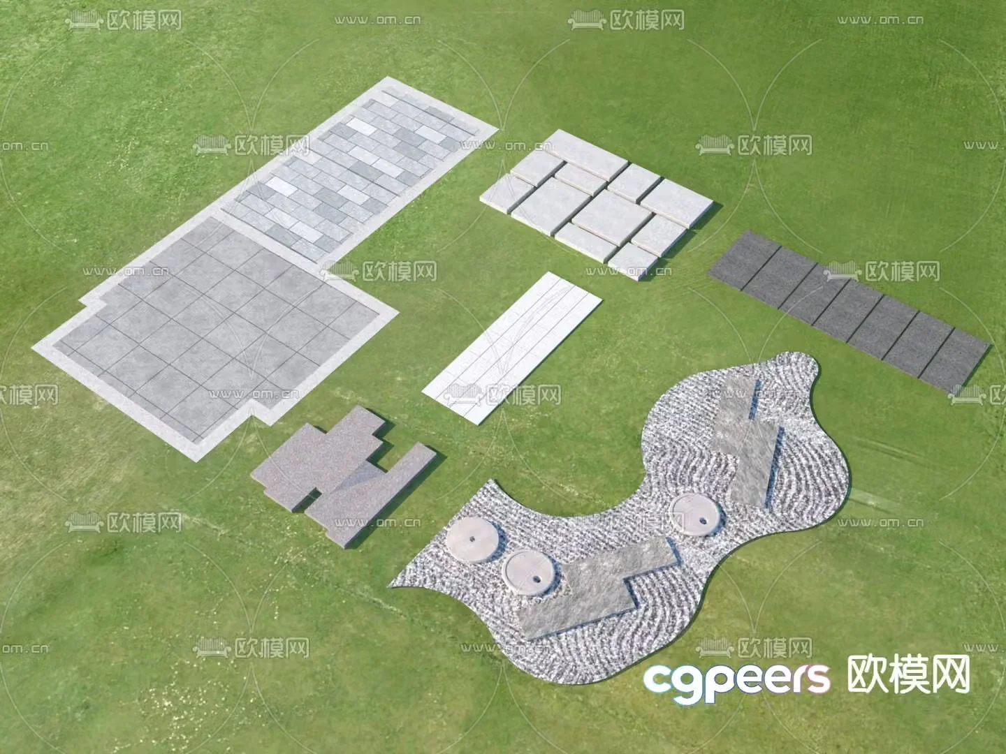 Landscape Garden Road Tingbu Park Tingbu Paving 3D model