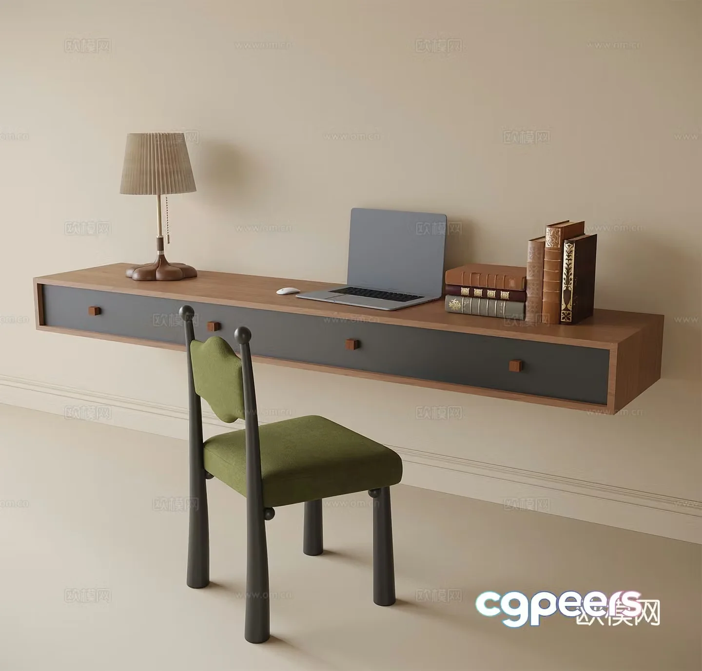 Modern desk and chair 3d model