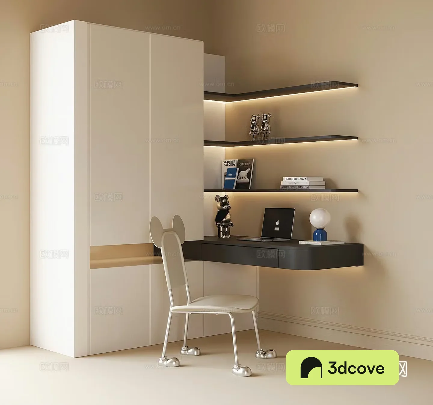 Modern children’s desk wardrobe integrated