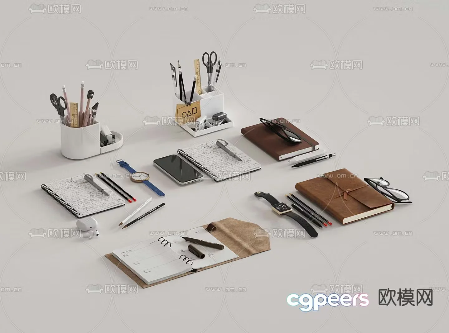 Desktop accessories office supplies notepad 3d model