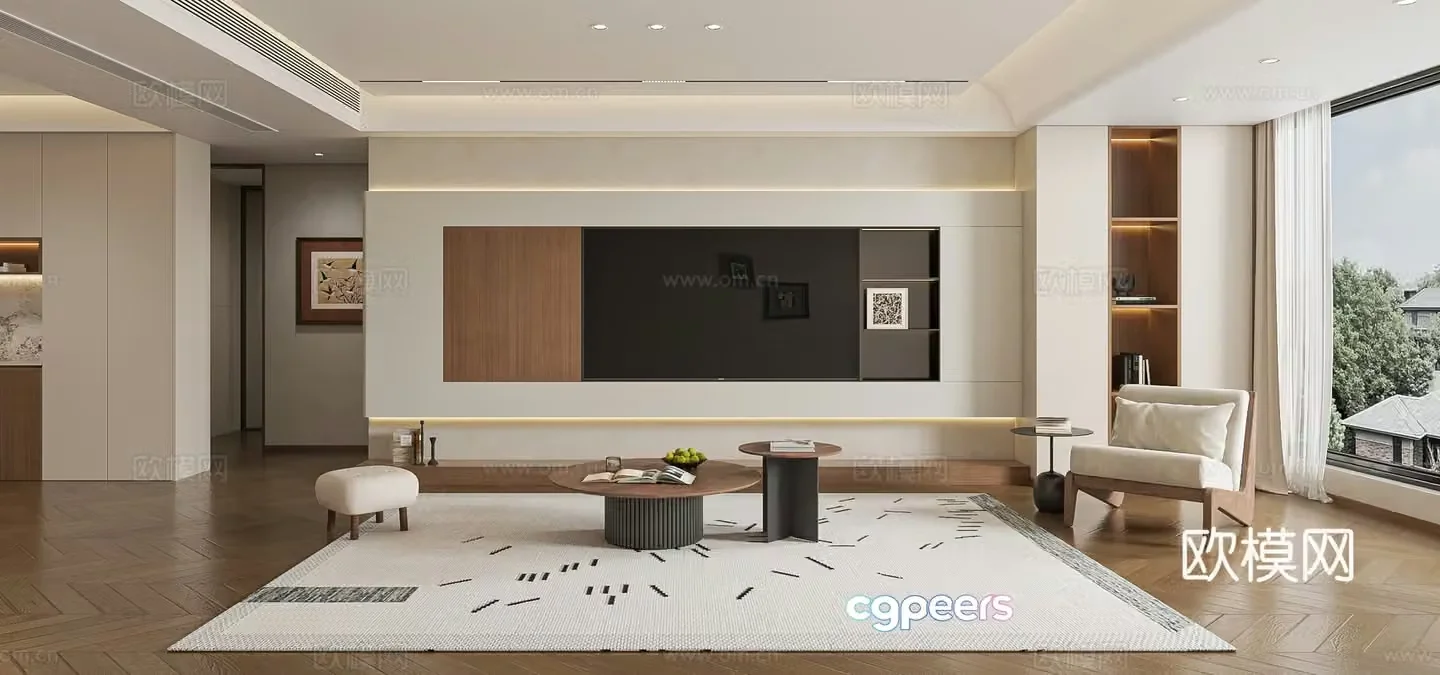 Medium creamy style restaurant 3d model