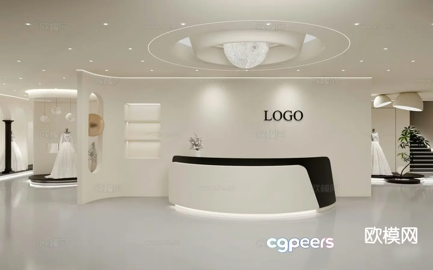 Creamy Wedding Shop 3D Model