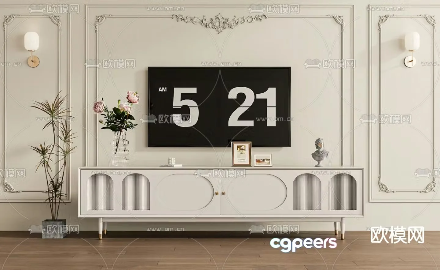 French TV cabinet 3d model