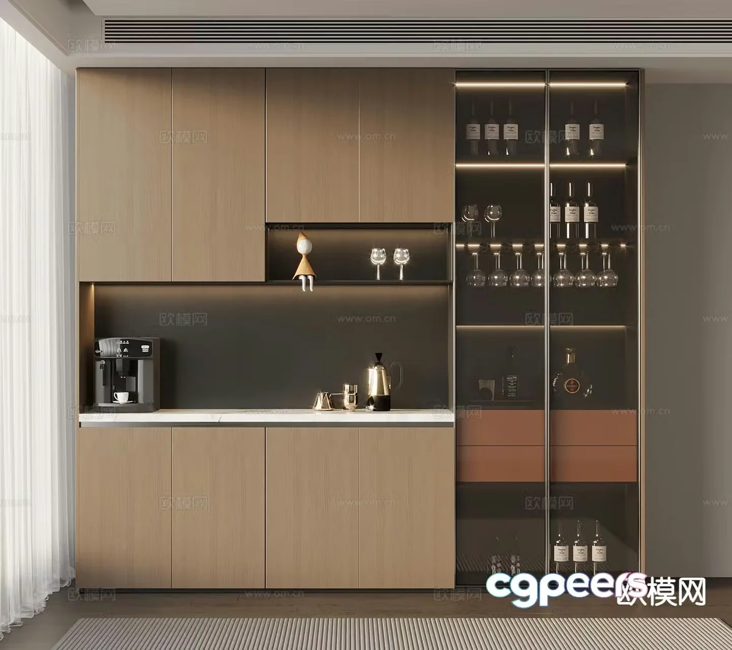 Italian wine cabinet sideboard 3d model