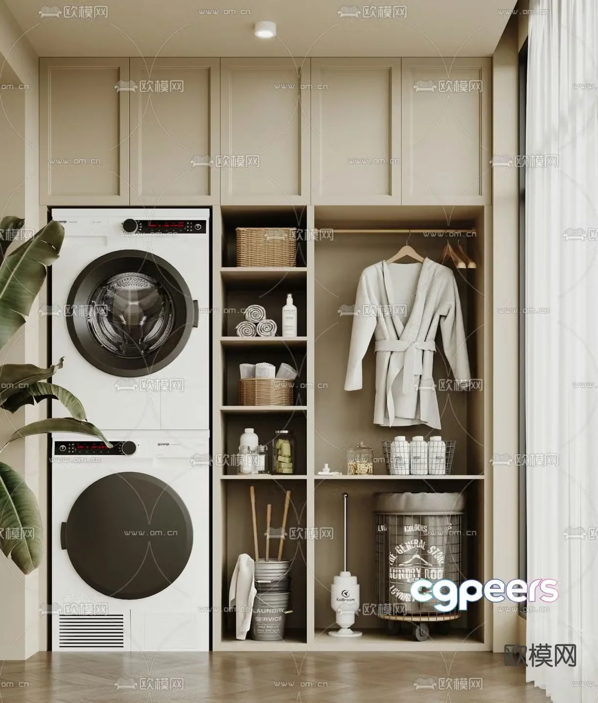 Balcony cabinet Washing machine cabinet Washing dryer 3d model