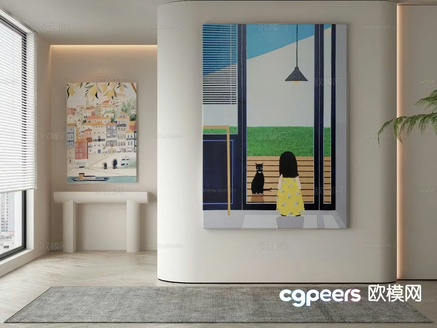 Modern cartoon art painting decorative painting 3d model